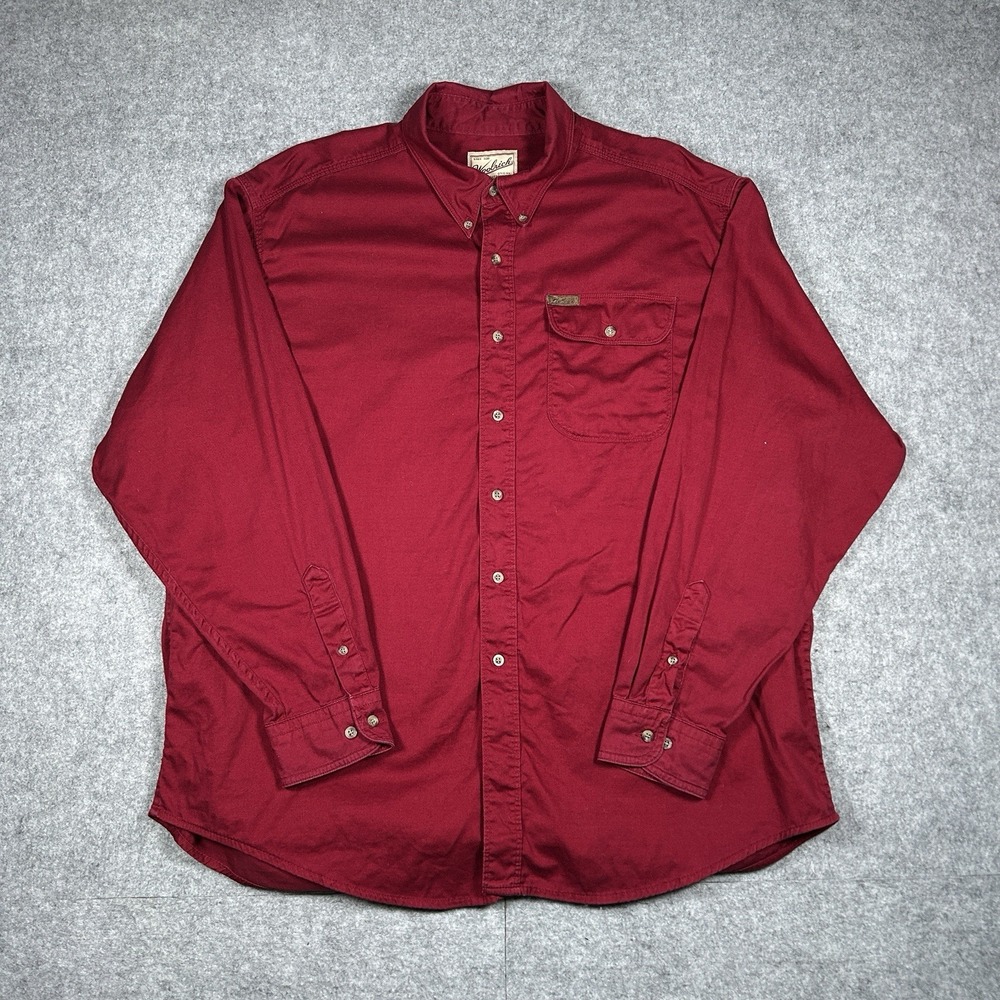 Vintage Woolrich Button Down Shirt Men's Size 2XL XXL Red Western Regular Fit